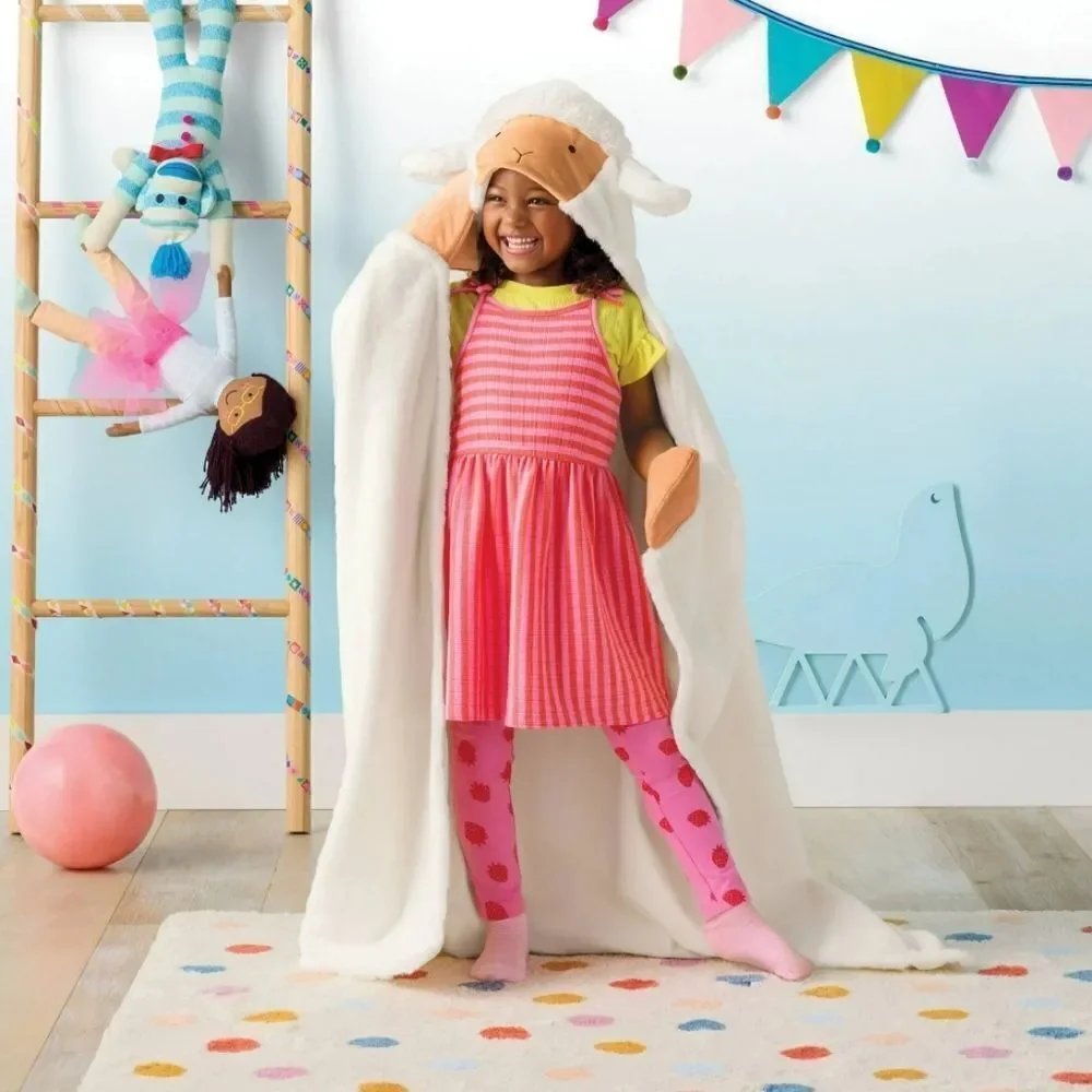 Nwt Pillowfort Kid's Boy Girl Easter/ Christmas Sheep Hooded Blanket One Size